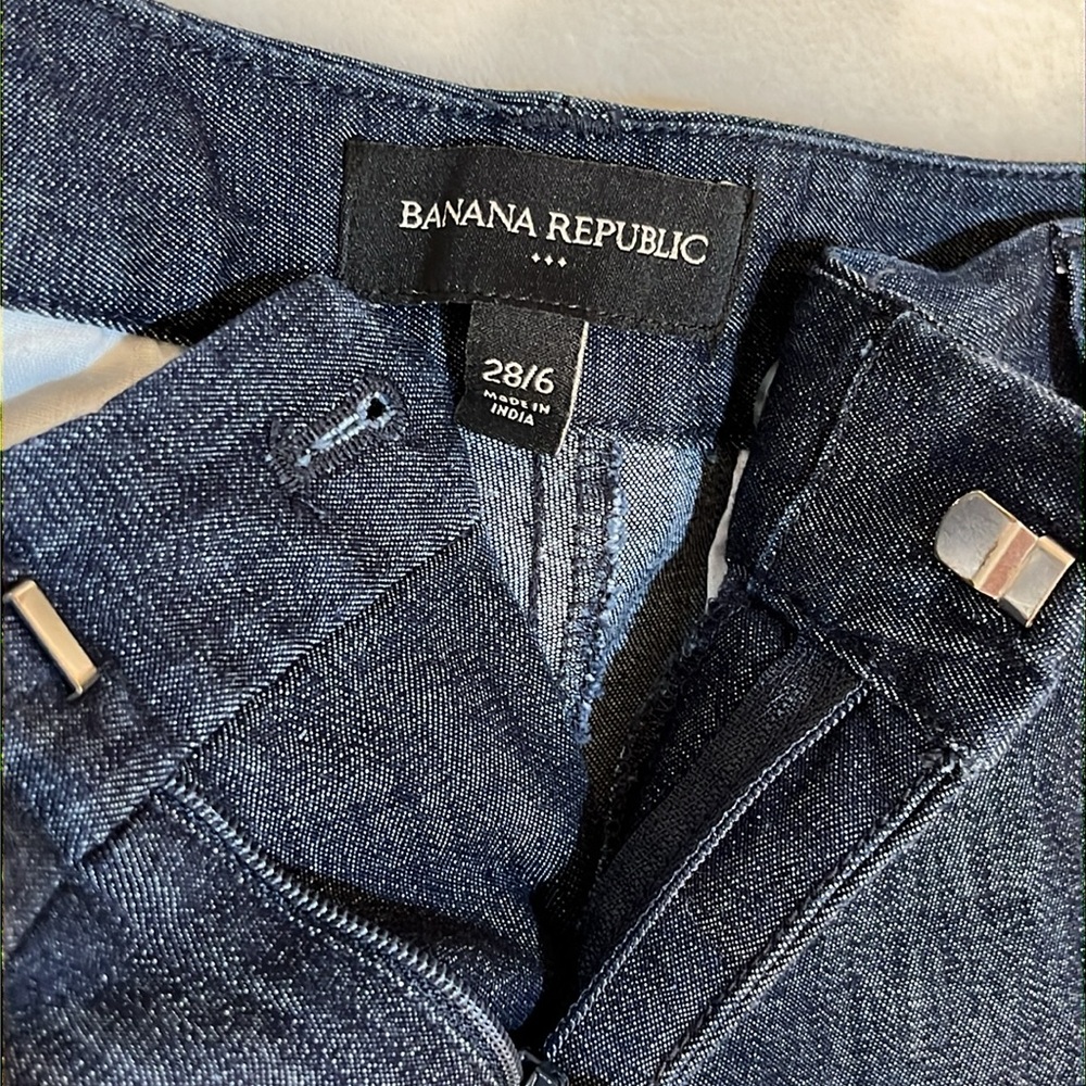 Banana Republic Chino Trouser Bermuda Shorts Cotton Blend Size 6 Blue Excellent - Picture 5 of 6